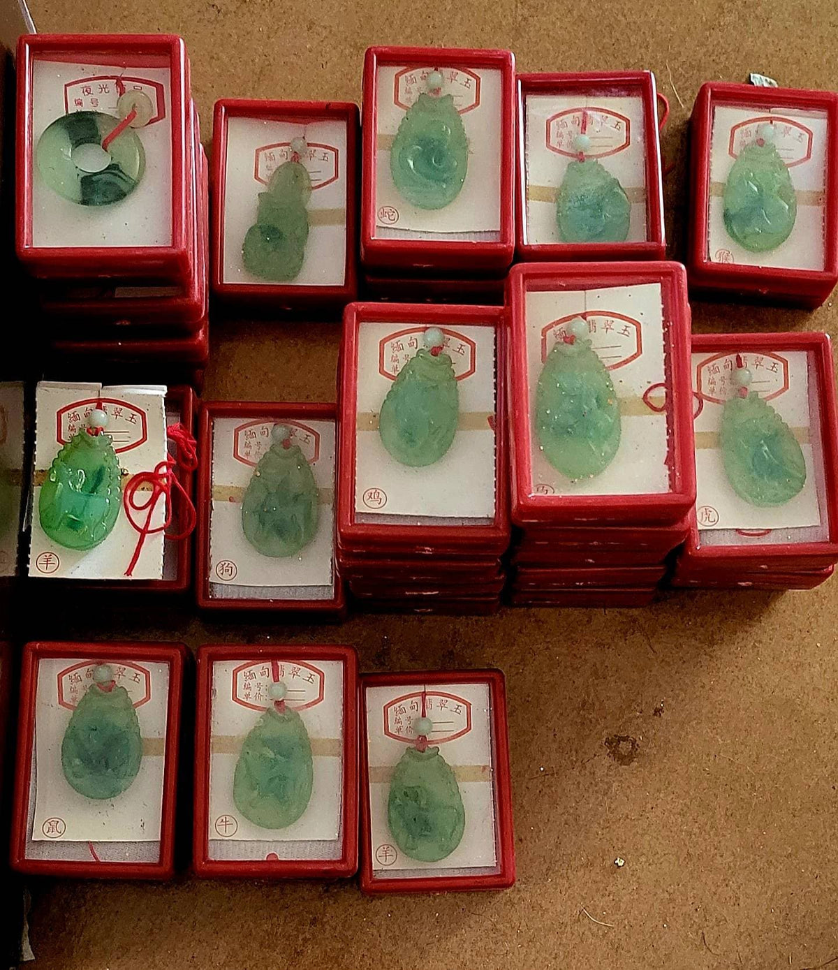 Chinese Zodiac Jade Colored Necklace Charms