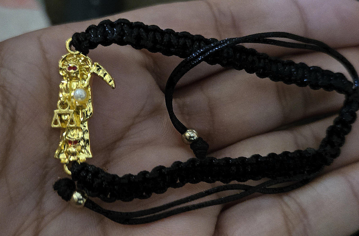 Red Black Reversible Pink White Santa Muerte Resizable Bracelet
