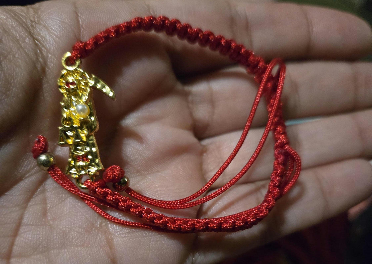 Red Black Reversible Pink White Santa Muerte Resizable Bracelet