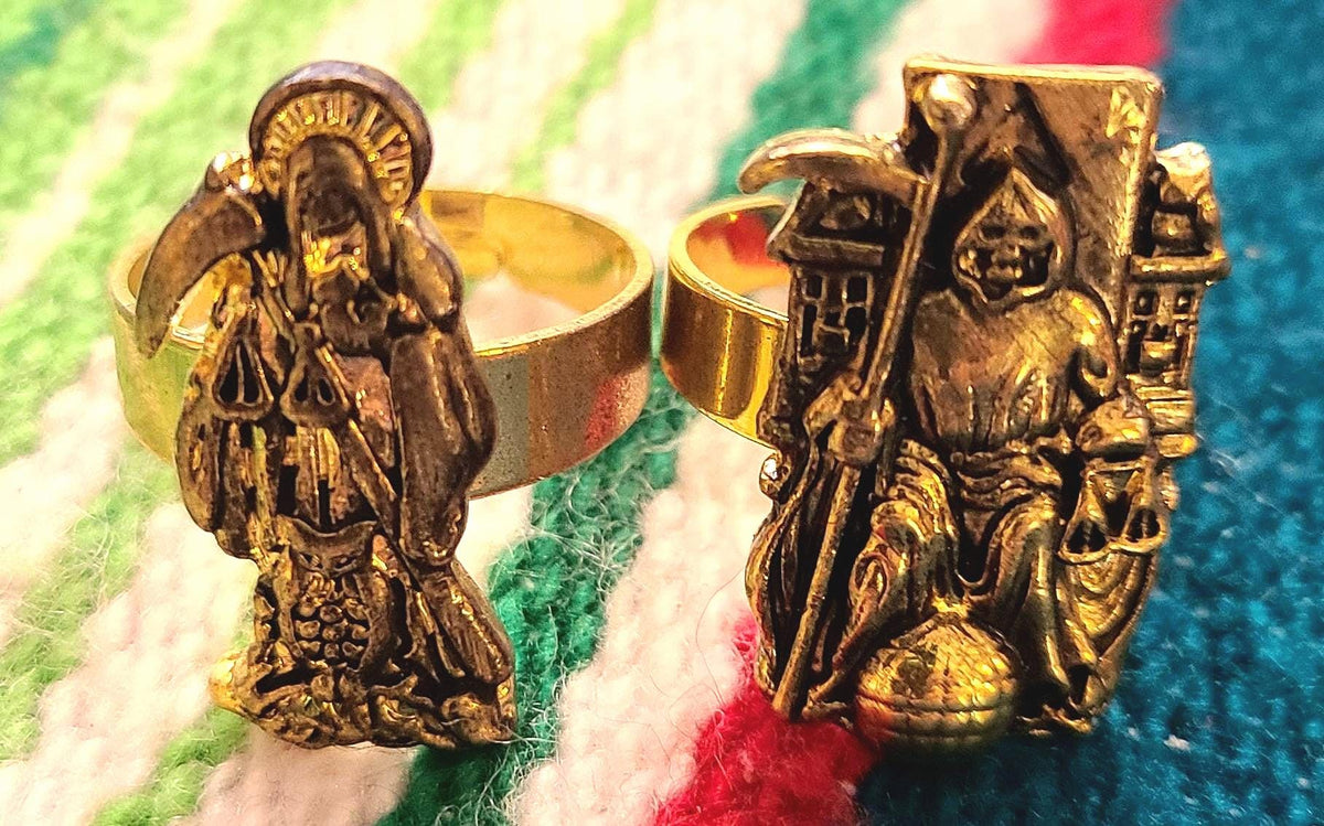 Santa Muerte/Holy Death Gold Colored Rings/Anillos Oros