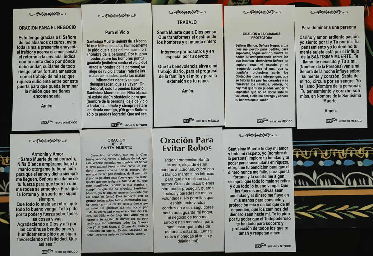 Santa Muerte Prayer Cards Spanish