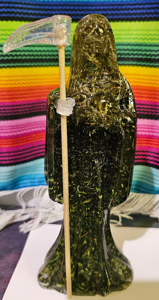 6 Inch Santa Muerte Rue/Rosemary Basil Statue
